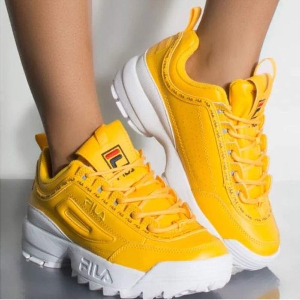 Fila Disruptor 2 Premium GS Canary Yellow Athletic Sneakers Women’s Size 5